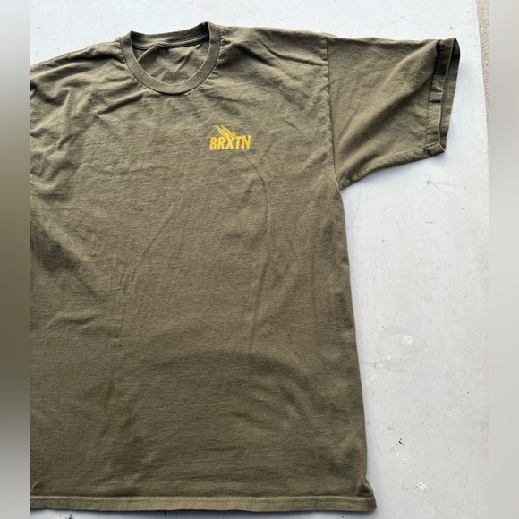 Men's Brixton T-Shirt Green Spell-Out L Streetwear Logo Casual City Beach Surf - Picture 7 of 11